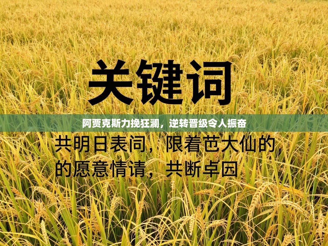 阿贾克斯力挽狂澜，逆转晋级令人振奋