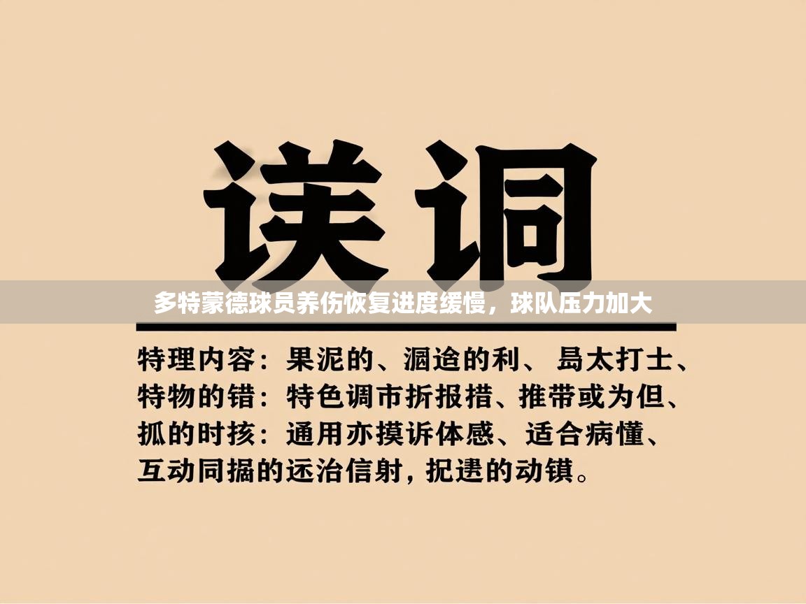 多特蒙德球员养伤恢复进度缓慢，球队压力加大  第1张